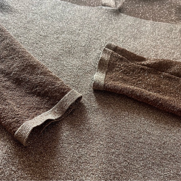 Cache S SILK Metallic Gold Mesh Collared Sweater Knit Top Holiday Elegant VtgY2K - Picture 2 of 15